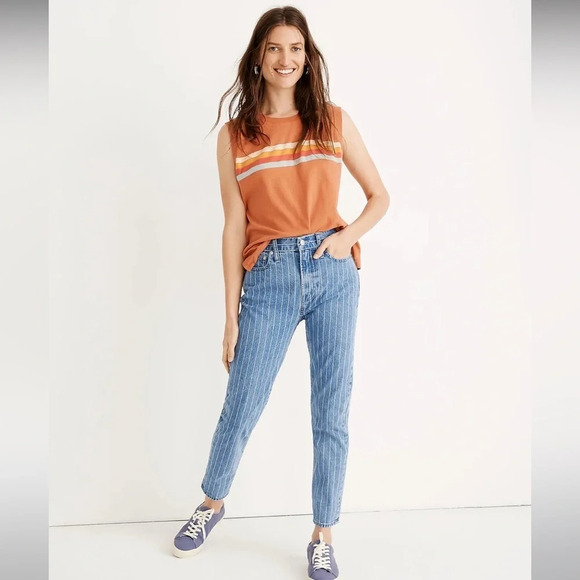 Madewell The Tall Perfect Vintage Jean: Pinstripe Edition Size 25T Style L4625 - Picture 1 of 8